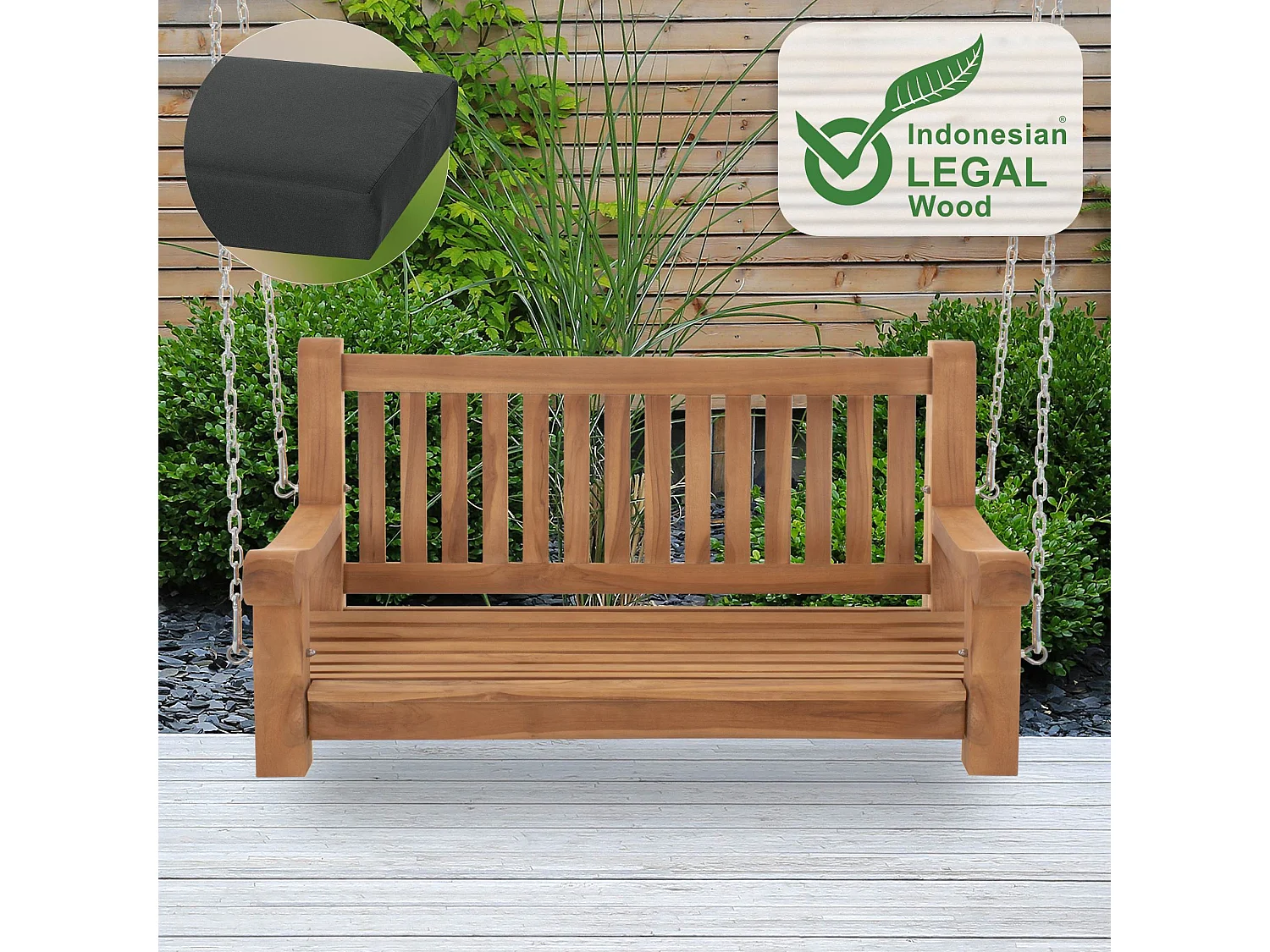 Banc de jardin - Bois - Gris foncé - Joyce