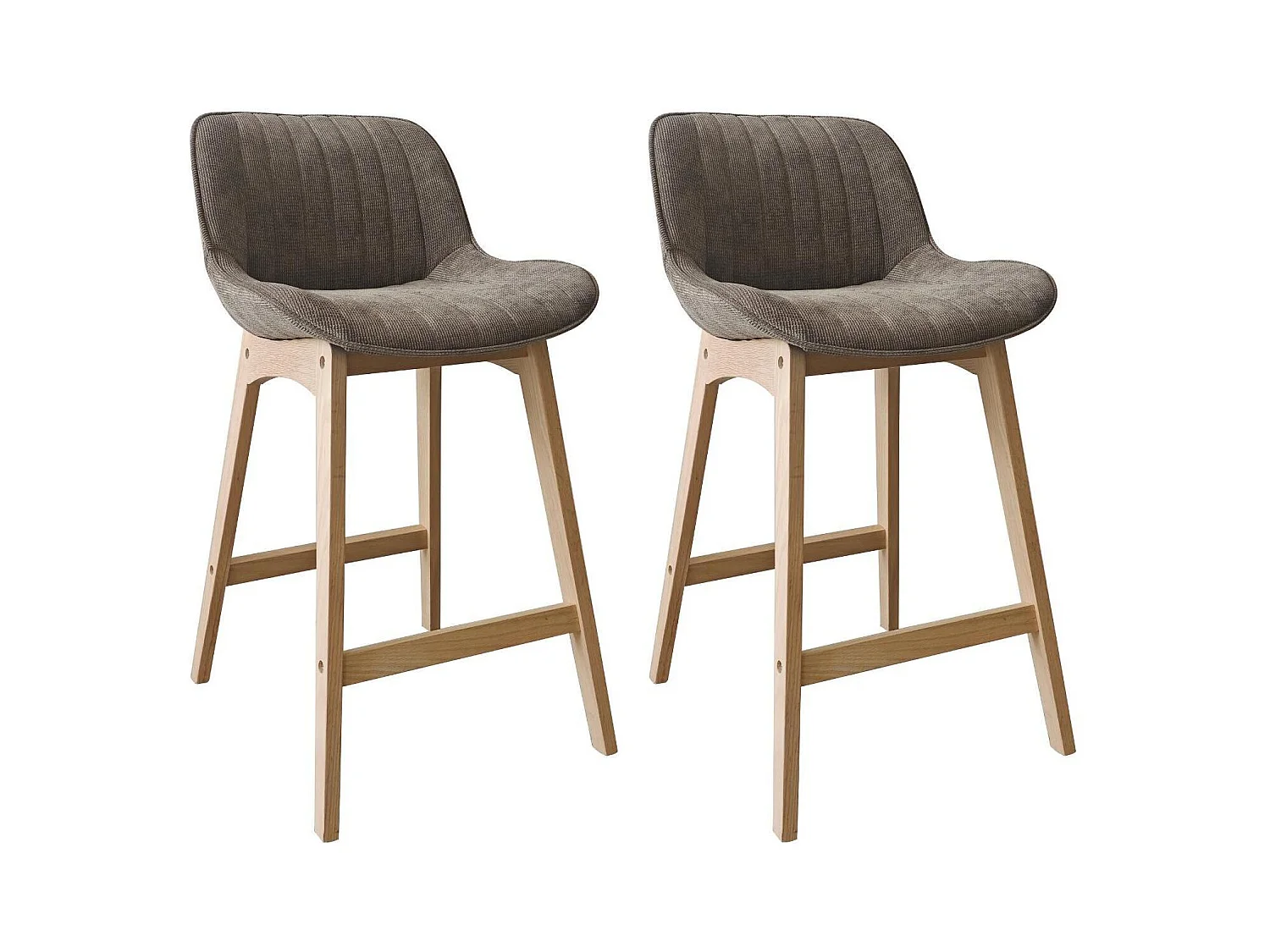 Lot de chaises d'îlot et bar en chêne et assise tissu velours côtelé H65cm