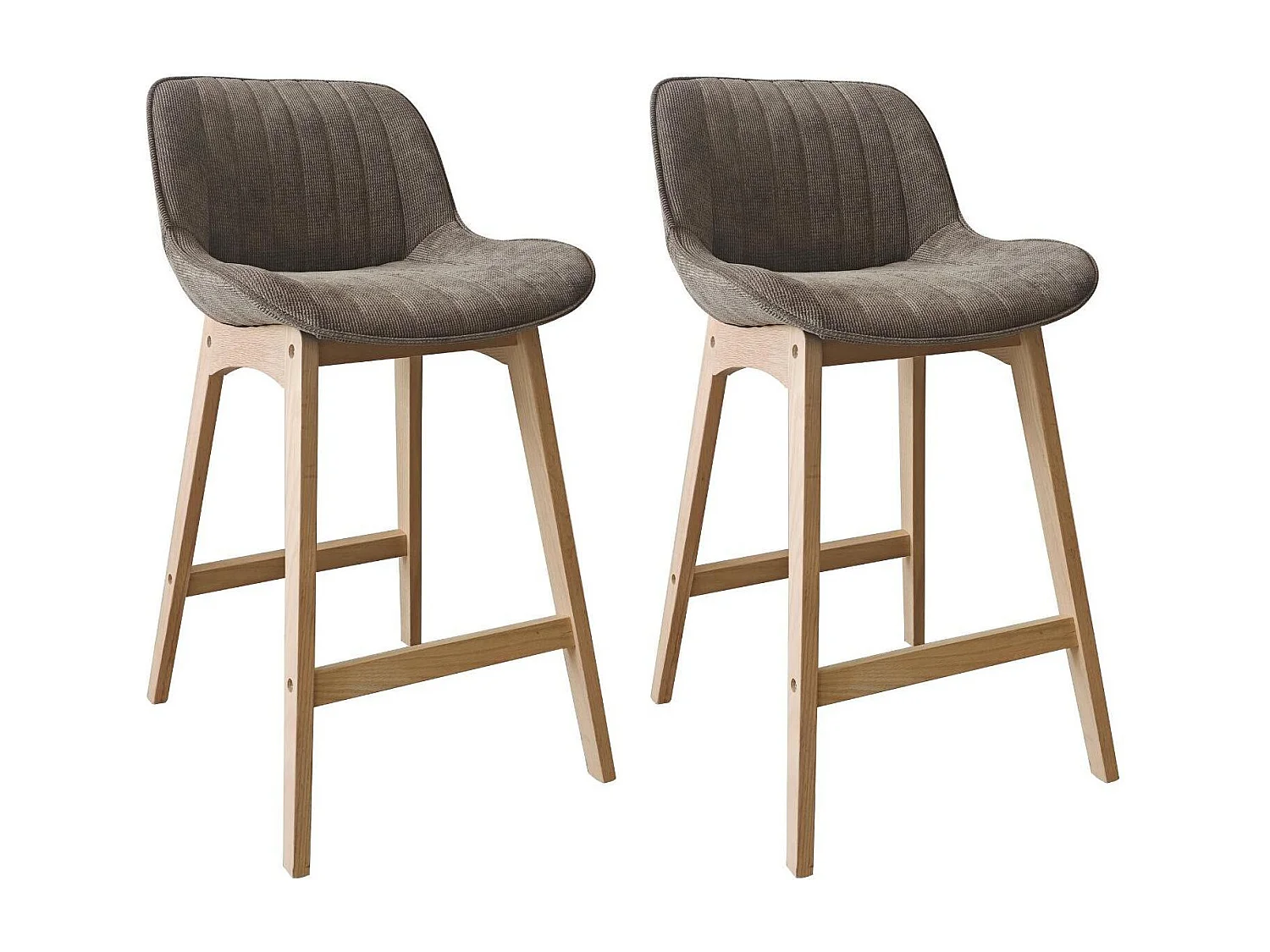 Conjunto de sillas de isla y bar NORDEN de roble de 65 cm con asiento de tela de pana