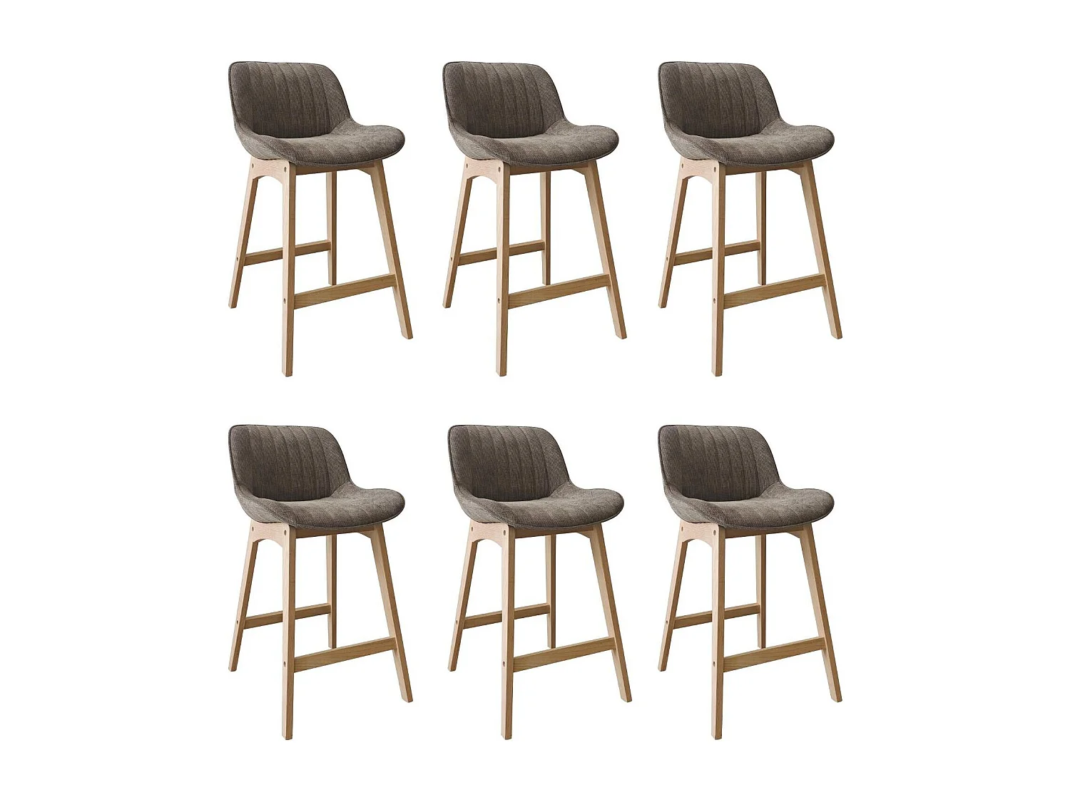 Set di sedie da bar e isola NORDEN in rovere da 65 cm con seduta in tessuto a coste