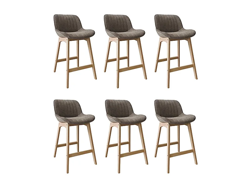 Set mit 65 cm großen NORDEN-Insel- und Barstühlen aus Eiche mit Sitzfläche aus Cordstoff
