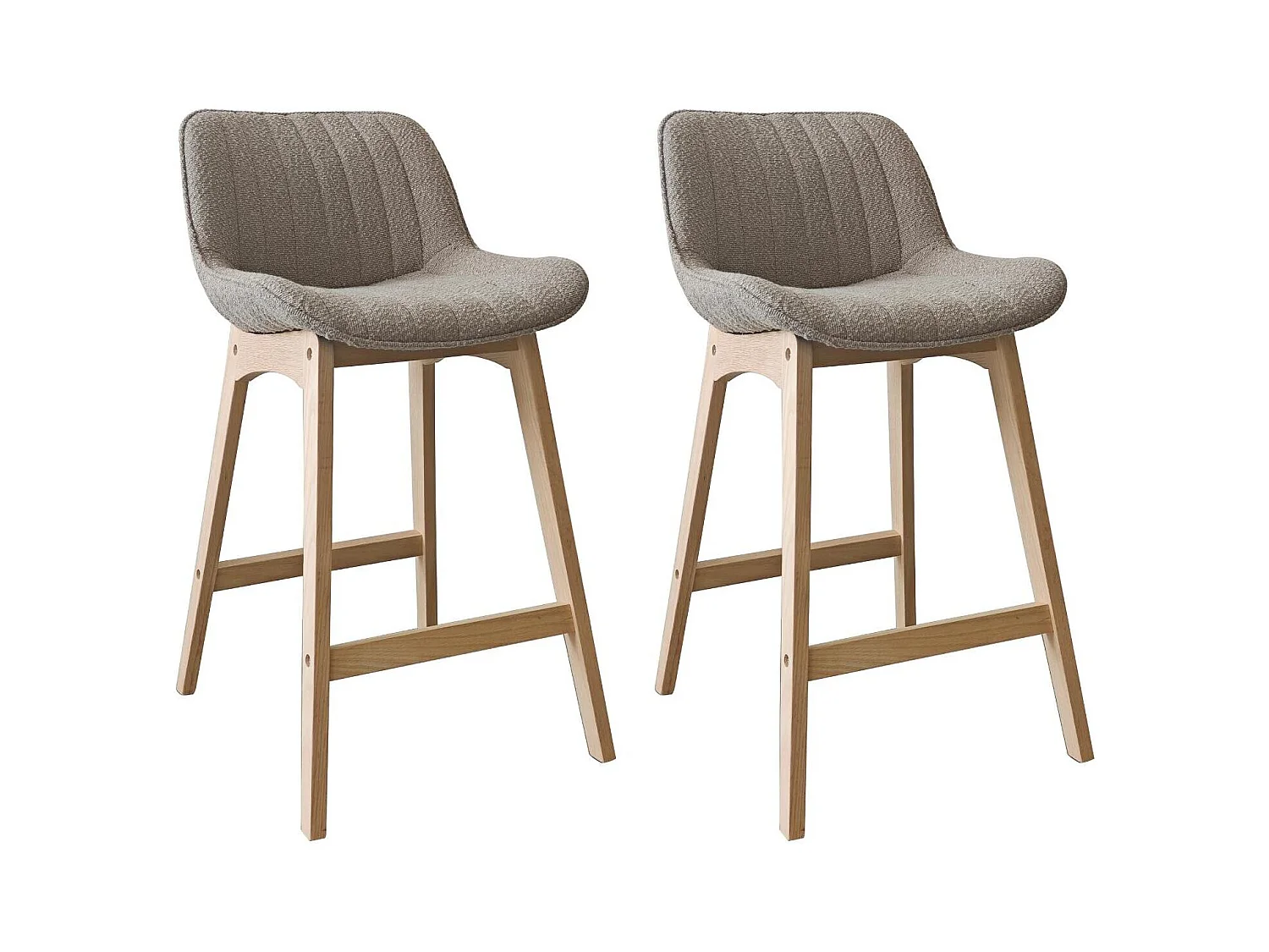 Lot de chaises d'îlot et bar en chêne et assise tissu bouclette H65cm