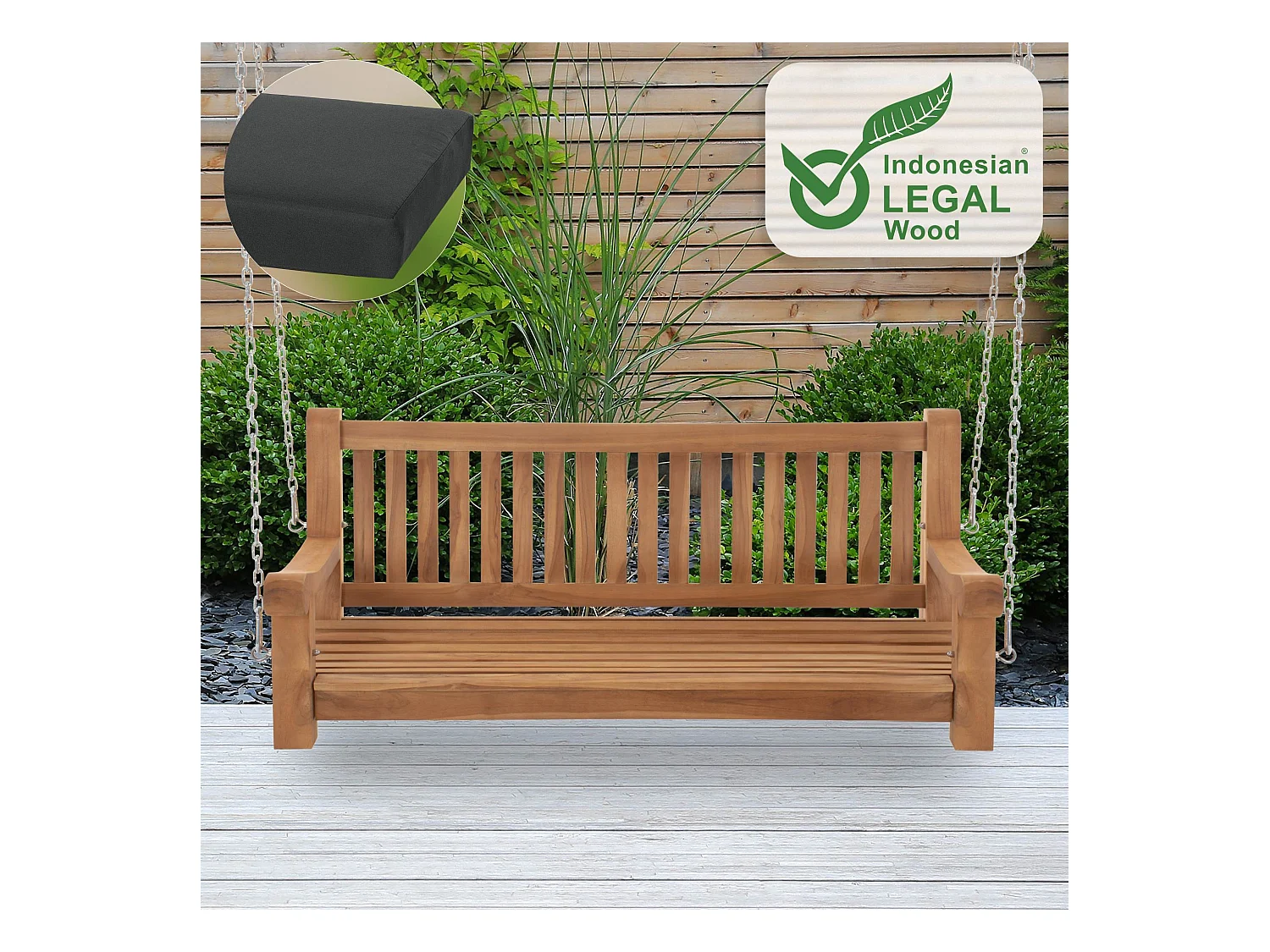 Banc de jardin - Bois - Gris foncé - Joyce