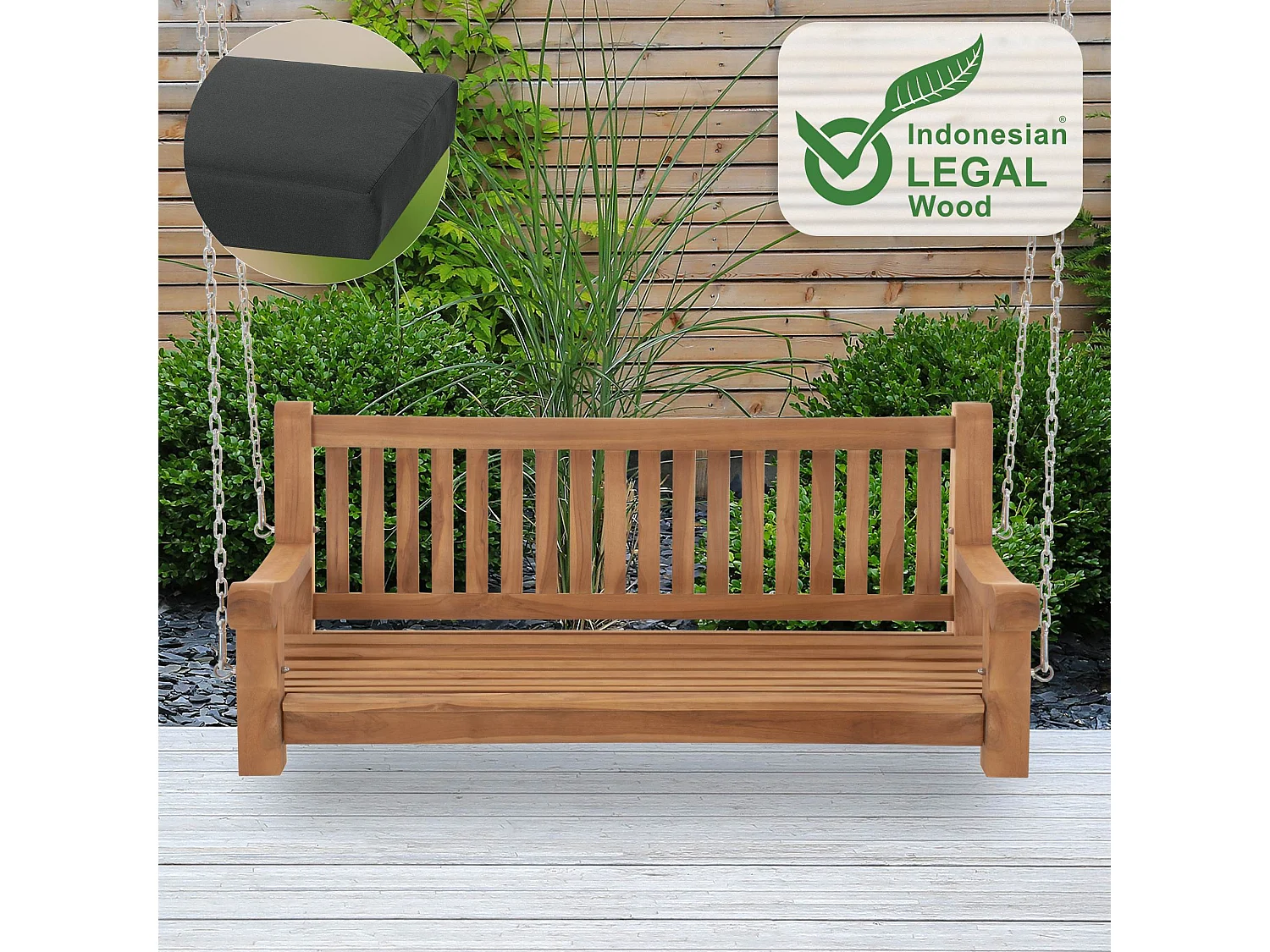 Banc de jardin - Bois - Gris foncé - Joyce