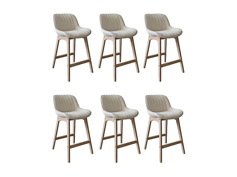 Lot de chaises d'îlot et bar en chêne et assise tissu velours côtelé H65cm