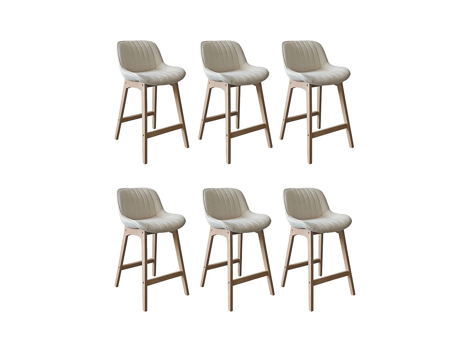 Lot de chaises d'îlot et bar en chêne et assise tissu velours côtelé H65cm