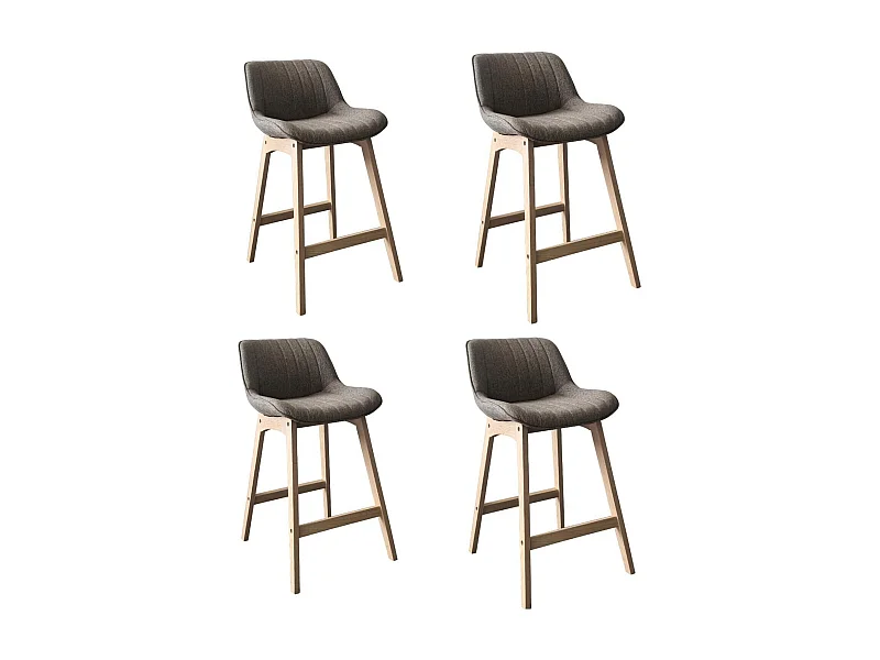 Lot de chaises d'îlot et bar en chêne et assise tissu H65cm