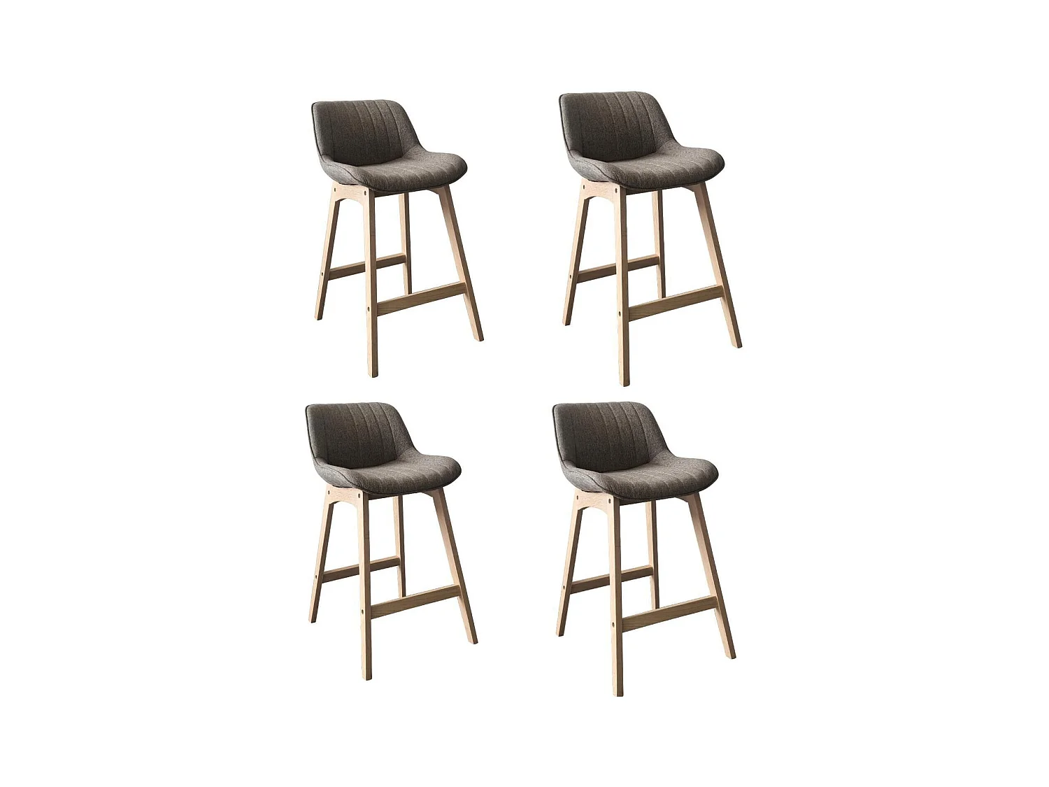 Lot de chaises d'îlot et bar en chêne et assise tissu H65cm