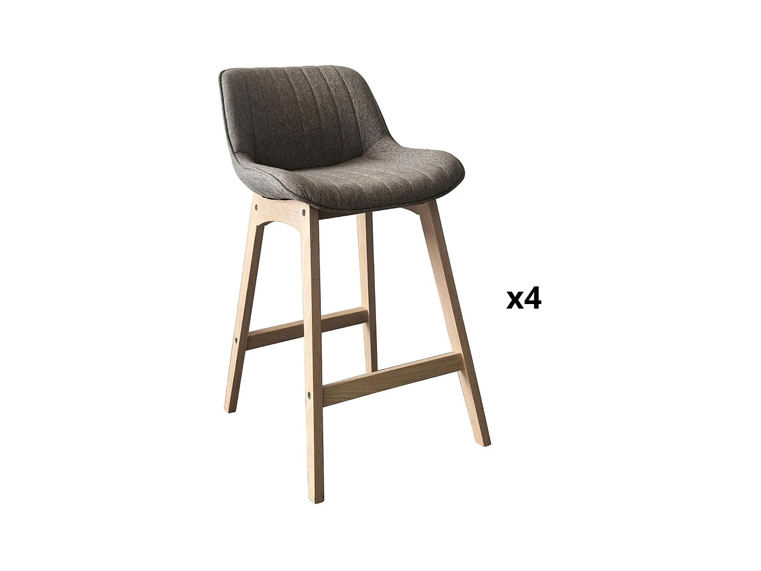 Lot de chaises d'îlot et bar en chêne et assise tissu H65cm