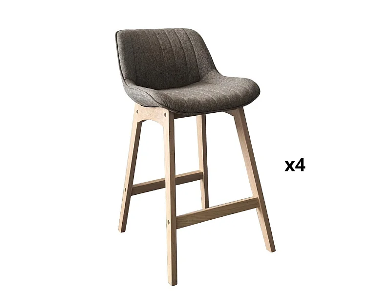Komplet dębowych krzeseł wyspowych i barowych z siedziskiem z tkaniny MELLOW o szerokości 65 cm