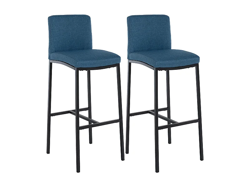 Lot de 2  Tabouret de bar - Tissu - Bleu - Freeport
