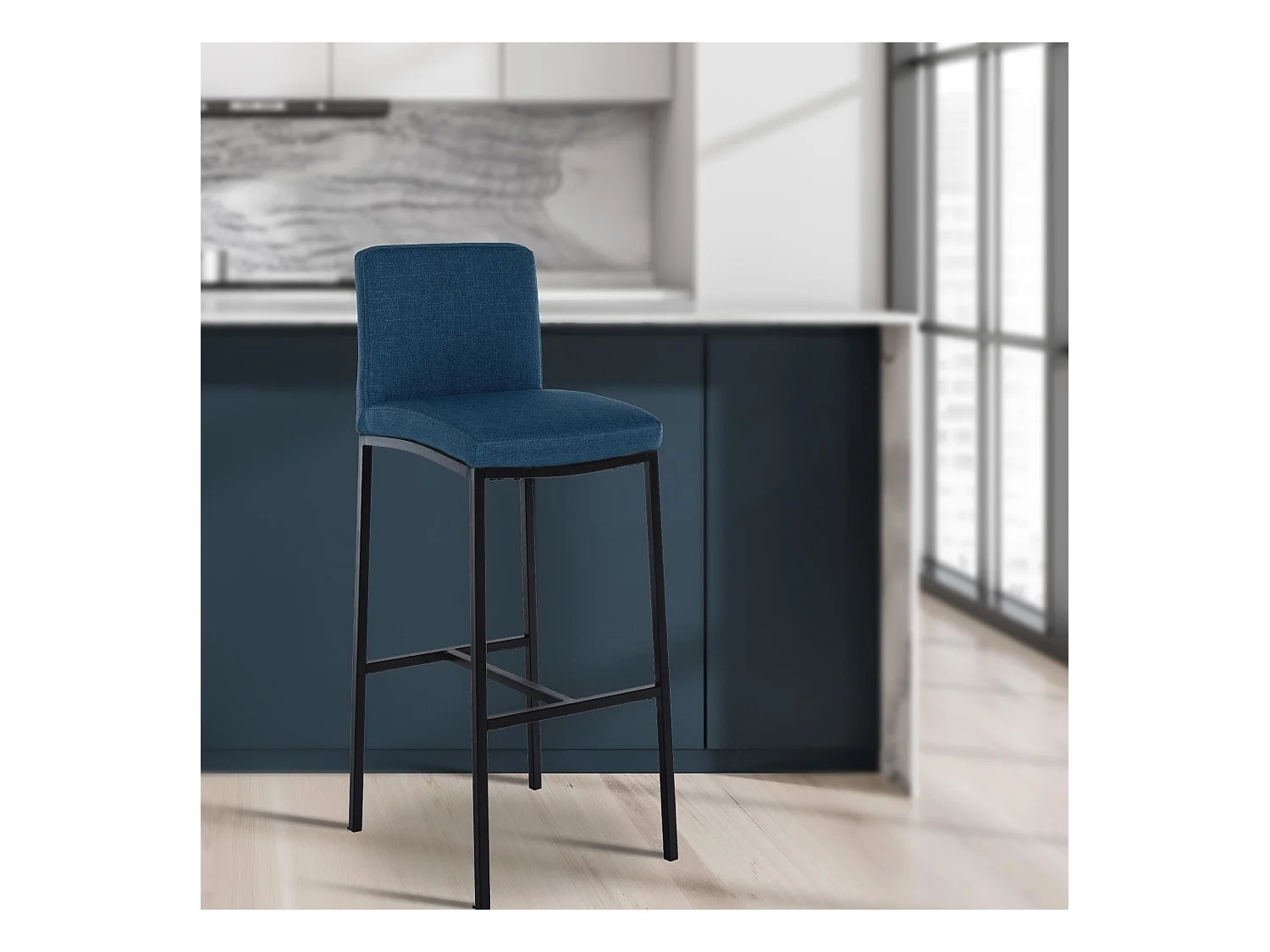 Lot de 2  Tabouret de bar - Tissu - Bleu - Freeport