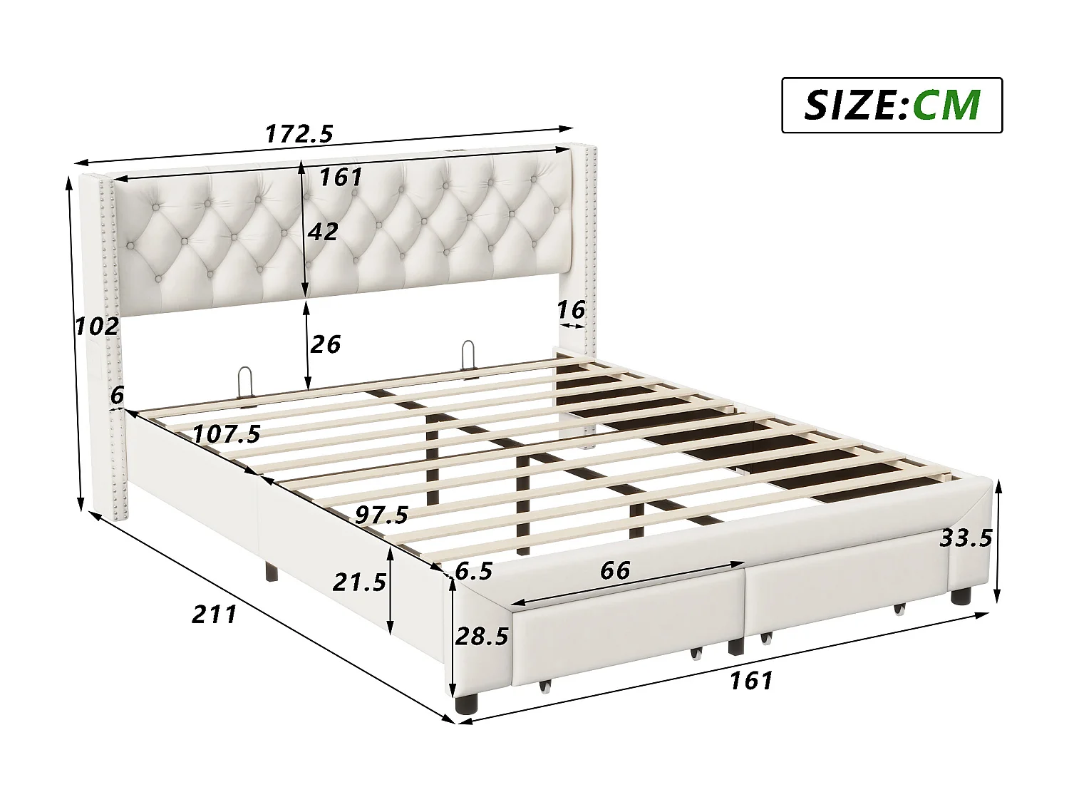 Lit 160x200 cm - NEXU - lit double 160x200 cm - tissu en Velours - LED et USB - cadre de lit adulte 160x200 cm avec sommier à lattes - beige