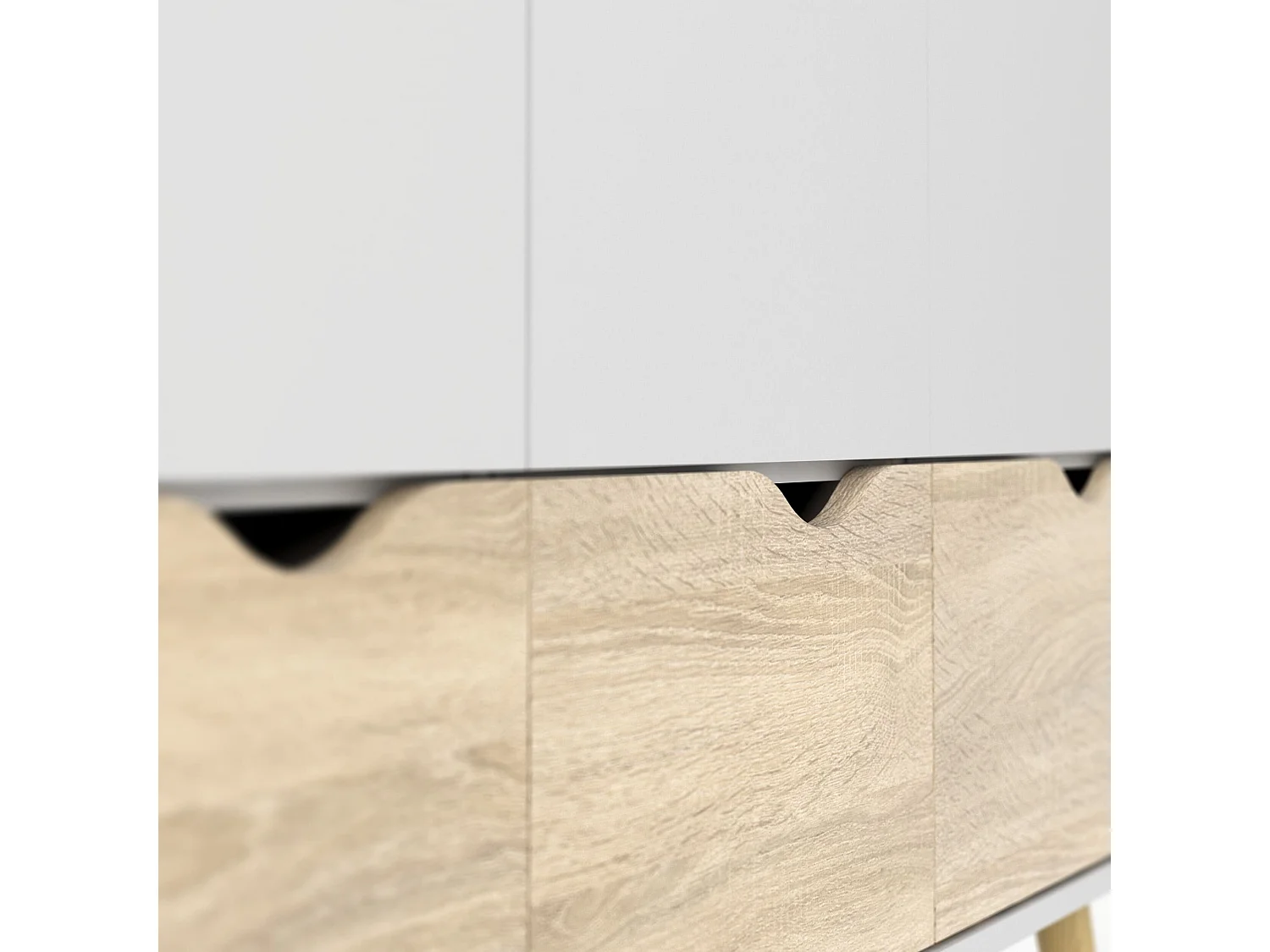 Armário de 3 portas, 3 gavetas branco e decoração em carvalho L147,2 cm - BILLUND