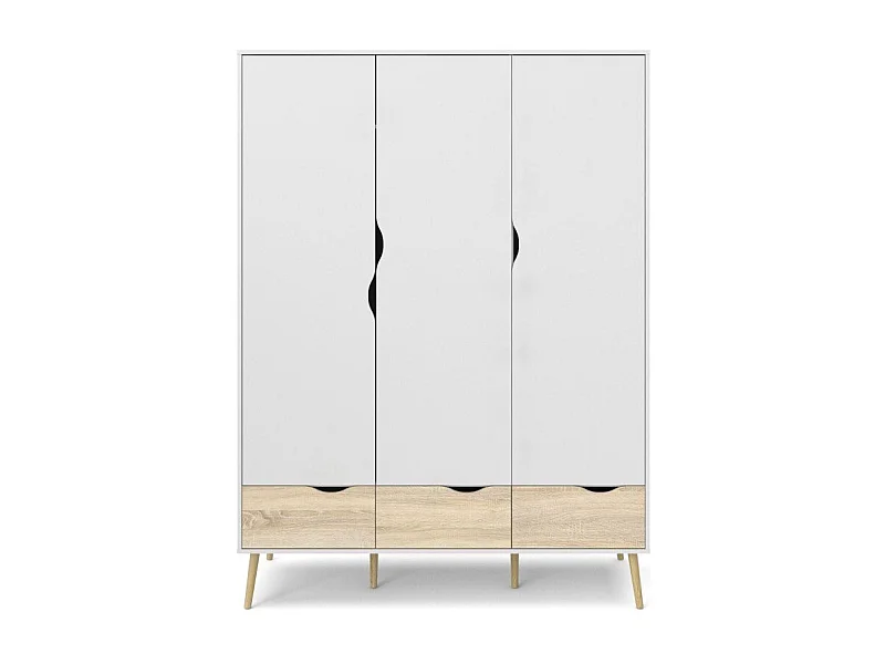 Armadio 3 ante, 3 cassetti bianco e rovere decorativo L147,2 cm - BILLUND