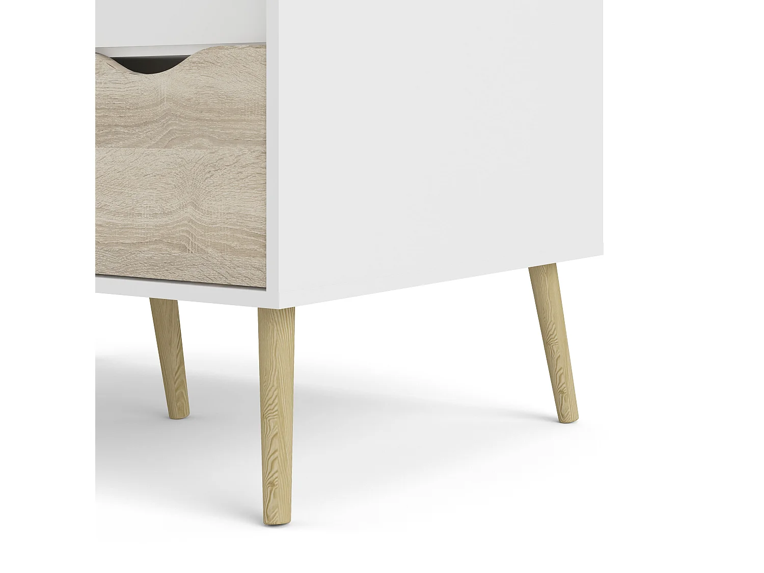 Armoire 2 portes, 2 tiroirs blanc et décor chêne L98,7 cm - BILLUND