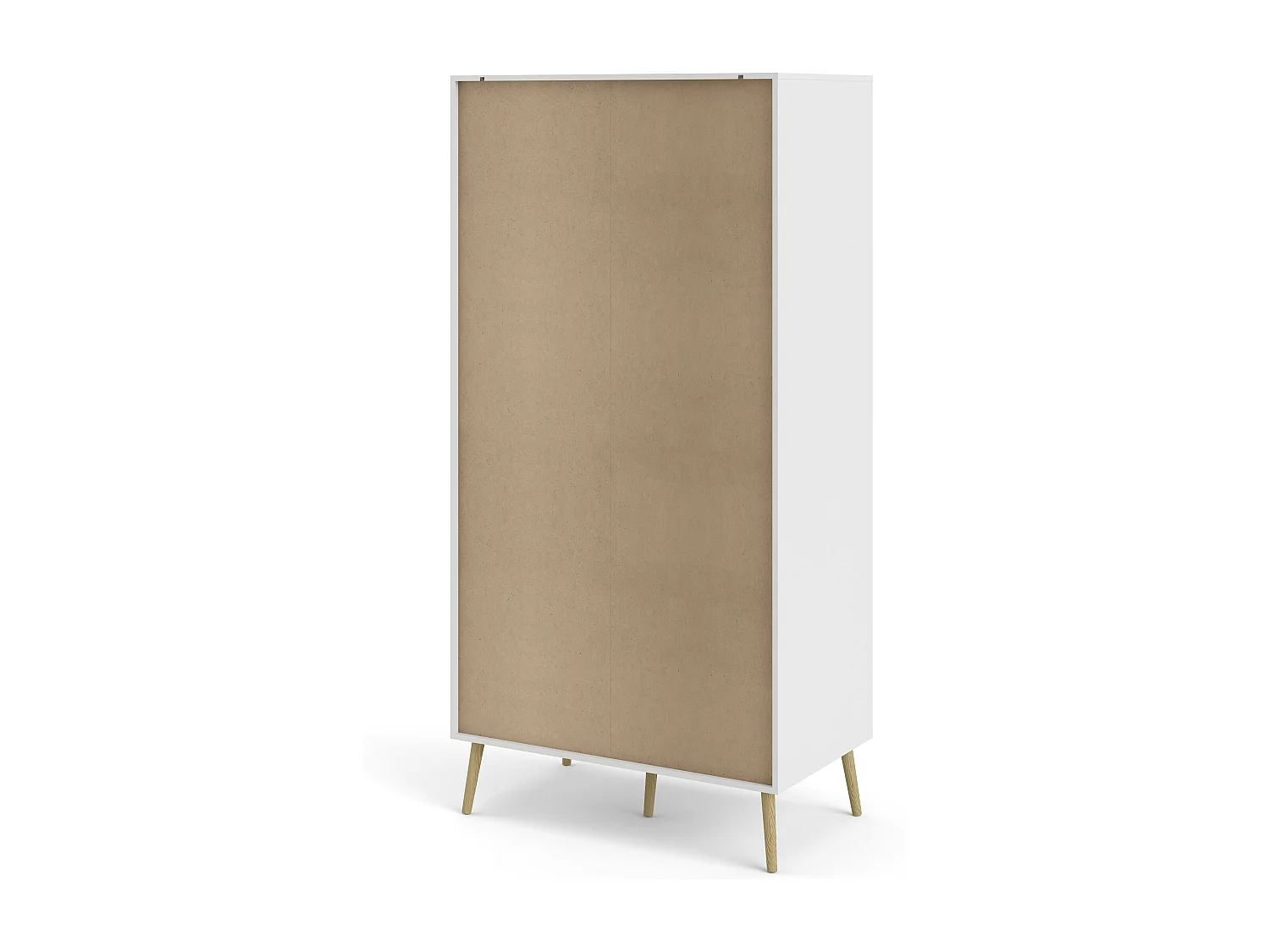 Armoire 2 portes, 2 tiroirs blanc et décor chêne L98,7 cm - BILLUND