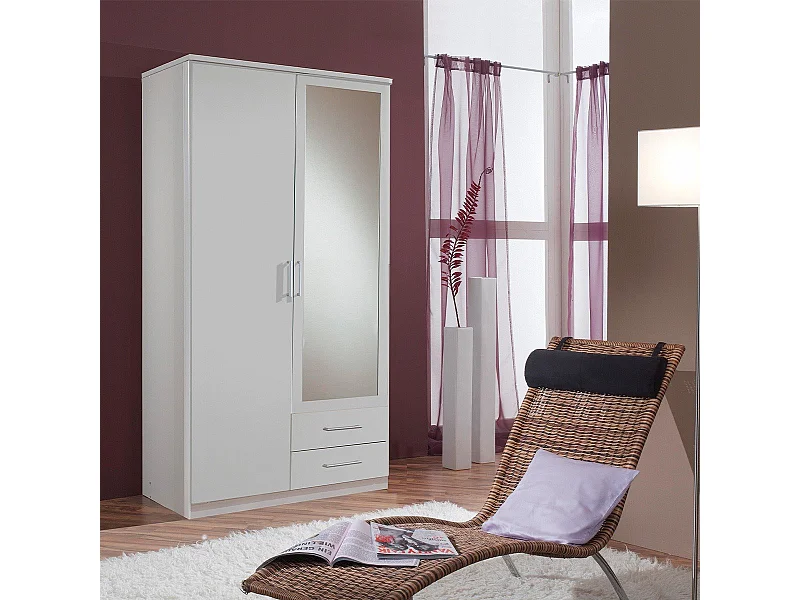 Armoire 1 porte 1 porte miroir et 2 tiroirs - L91 cm