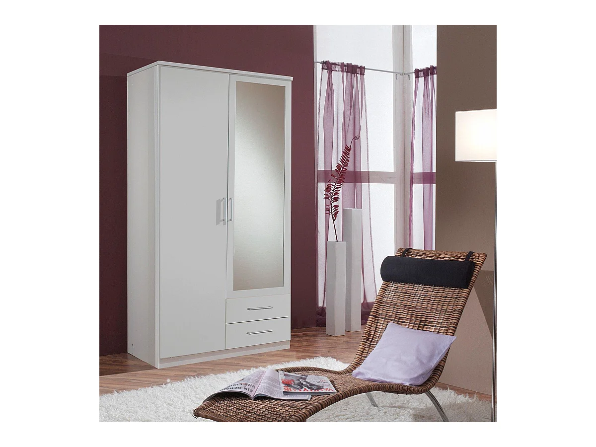 Armoire 1 porte 1 porte miroir et 2 tiroirs - L91 cm