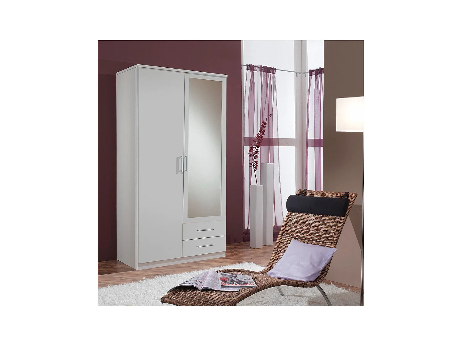 Armoire 1 porte 1 porte miroir et 2 tiroirs - L91 cm