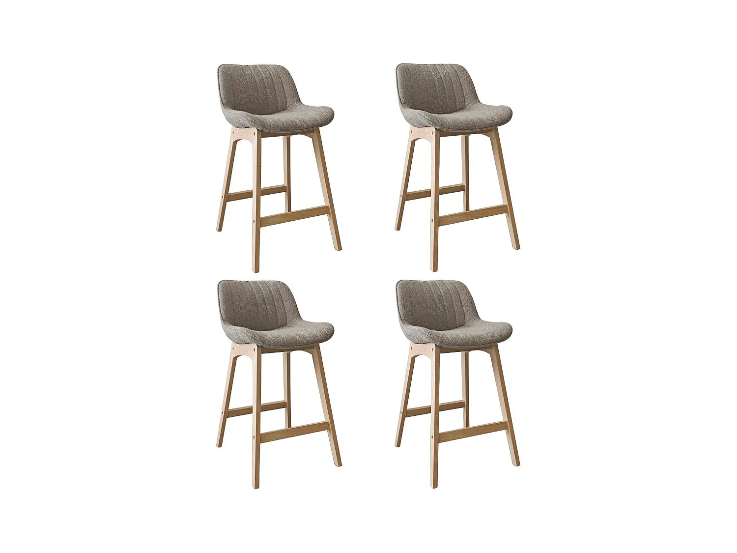 Lot de chaises d'îlot et bar en chêne et assise tissu bouclette H65cm