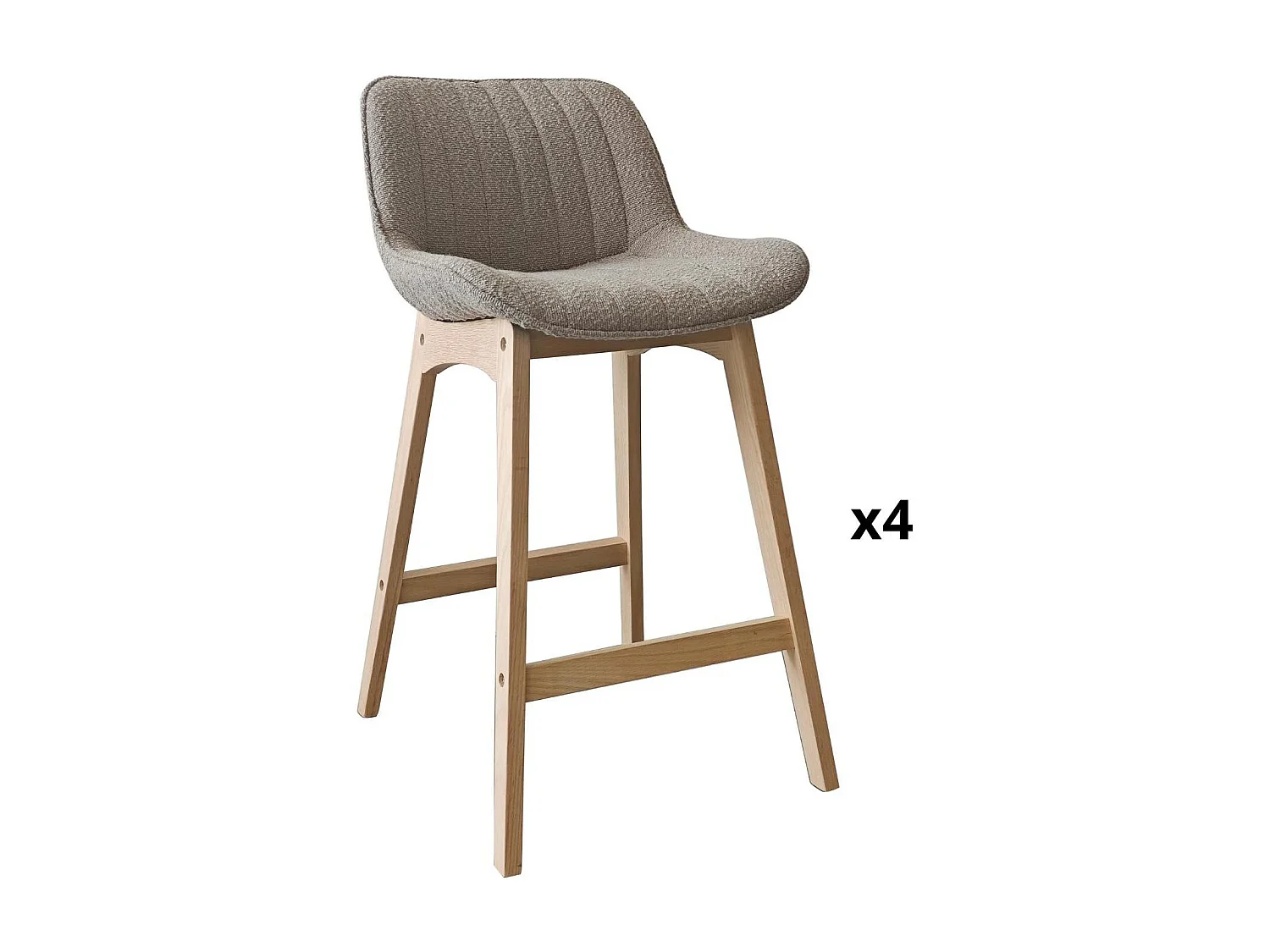 Conjunto de sillas de isla y bar de roble con asiento de tela de rizo MILK de 65 cm