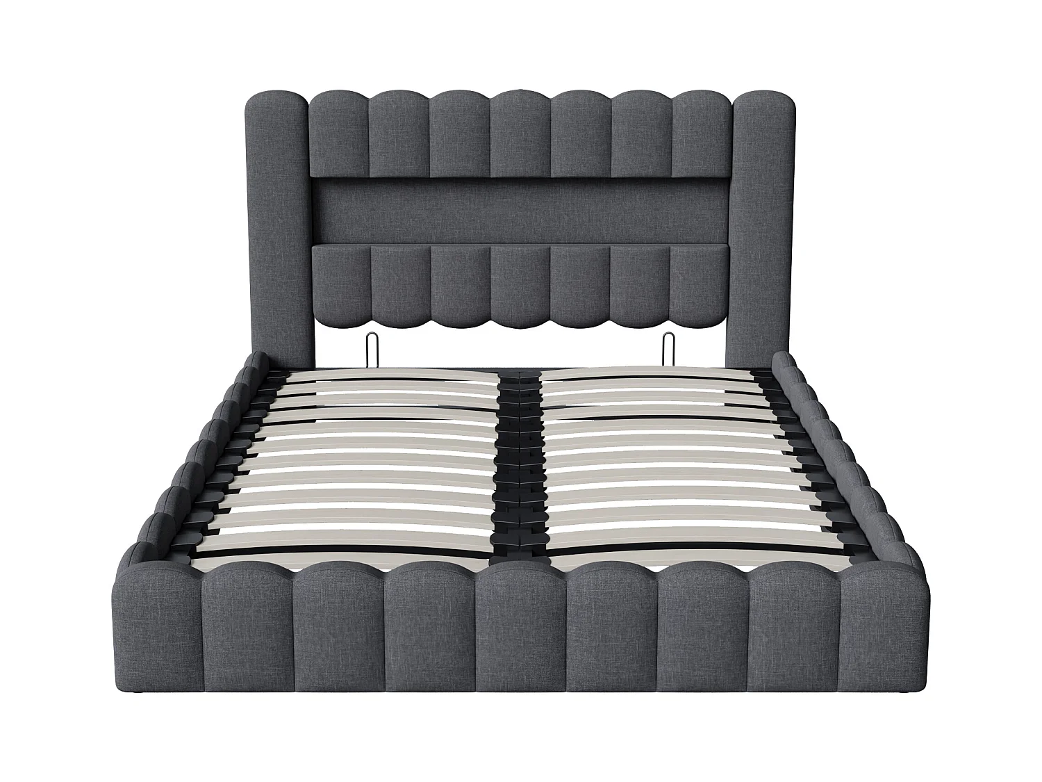 Lit 180x200 cm - NEXU - lit double 180x200 cm avec sommier à lattes - LED - USB - lit adulte 180x200 cm tissu en Lin - cadre de lit coffre 180x200 cm - gris