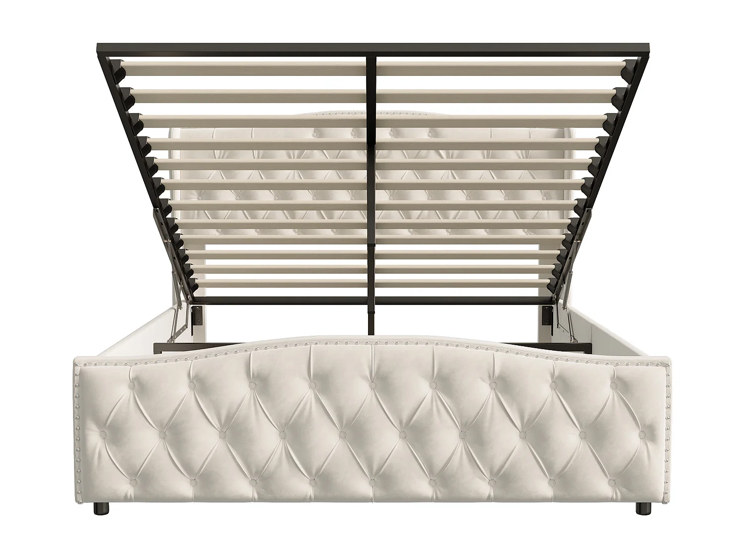 Lit 140x200 cm avec sommier à lattes - NEXU - lit double 140x200 cm avec coffre de lit - cadre de lit adulte 140x200 cm - tissu en Velours - blanc cassé