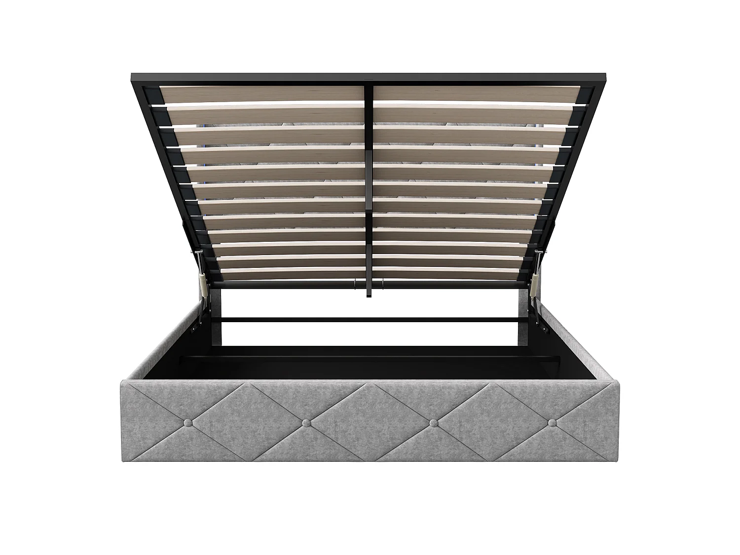 Bed 140x200 cm - NEXU - bed met opbergruimte 140x200 cm met ledverlichting - bedframe met lattenbodem - fluwelen stof - grijs