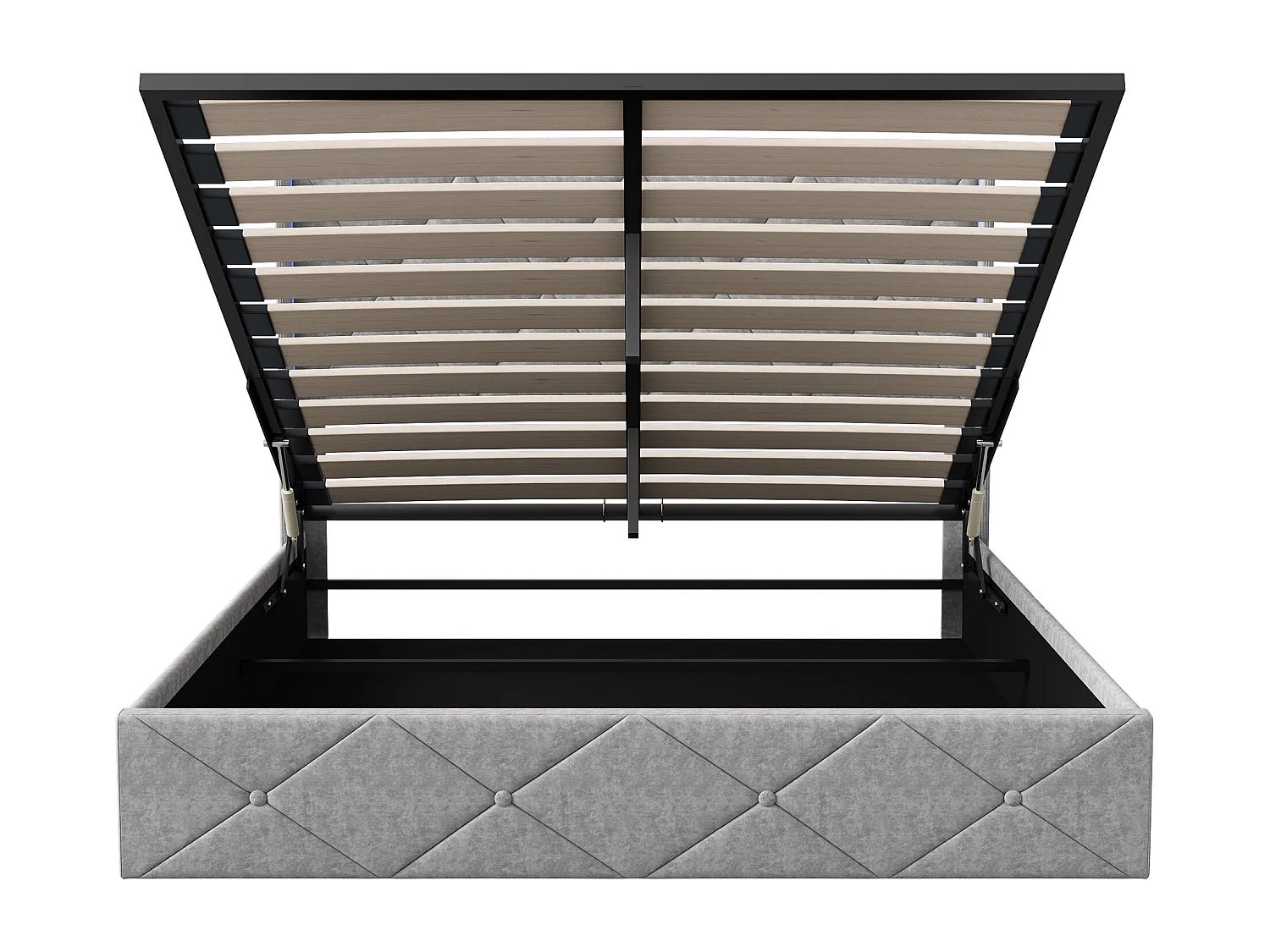 Lit 160x200 cm -  NEXU - lit coffre 160x200 cm avec LED - cadre de lit adulte 160x200 cm avec sommier à lattes - tissu en velours - gris