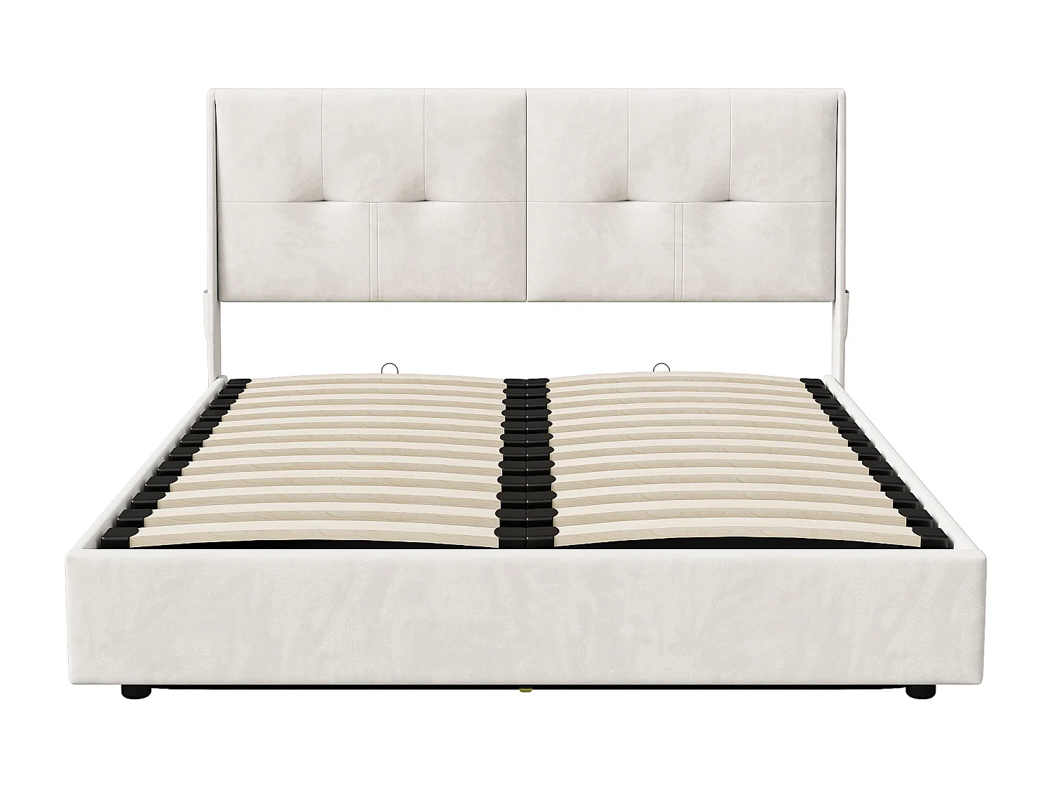 Lit 160x200 cm - NEXU - LED - lit double 160x200 cm - cadre de lit coffre 160x200 cm avec sommier à lattes - tissu en velours - beige