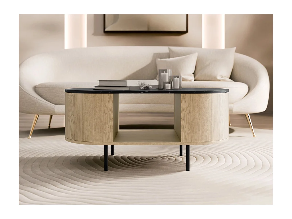 Mesa de Centro AMBIHOME DORE - Carvalho Cremona/Preto, C100xP52xA45cm