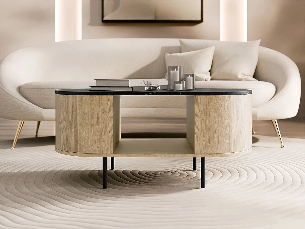 Mesa de Centro AMBIHOME DORE - Carvalho Cremona/Preto, C100xP52xA45cm