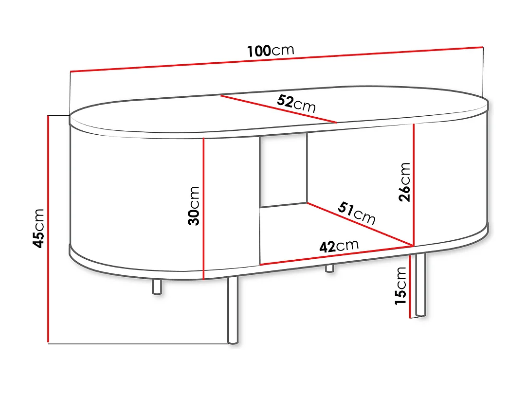 Mesa de Centro AMBIHOME DORE - Carvalho Cremona/Branco, C100xP52xA45cm
