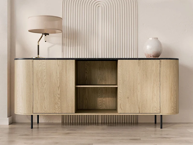 Aparador AMBIHOME DORE 02 - Carvalho Cremona/Preto, C184xP40xA75cm