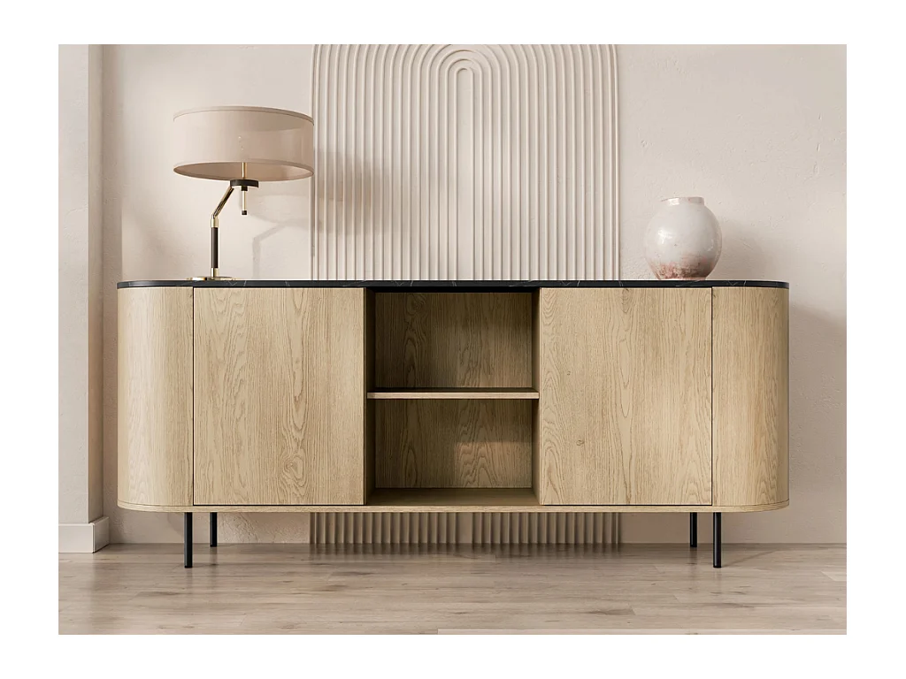 Aparador AMBIHOME DORE 02 - Carvalho Cremona/Preto, C184xP40xA75cm