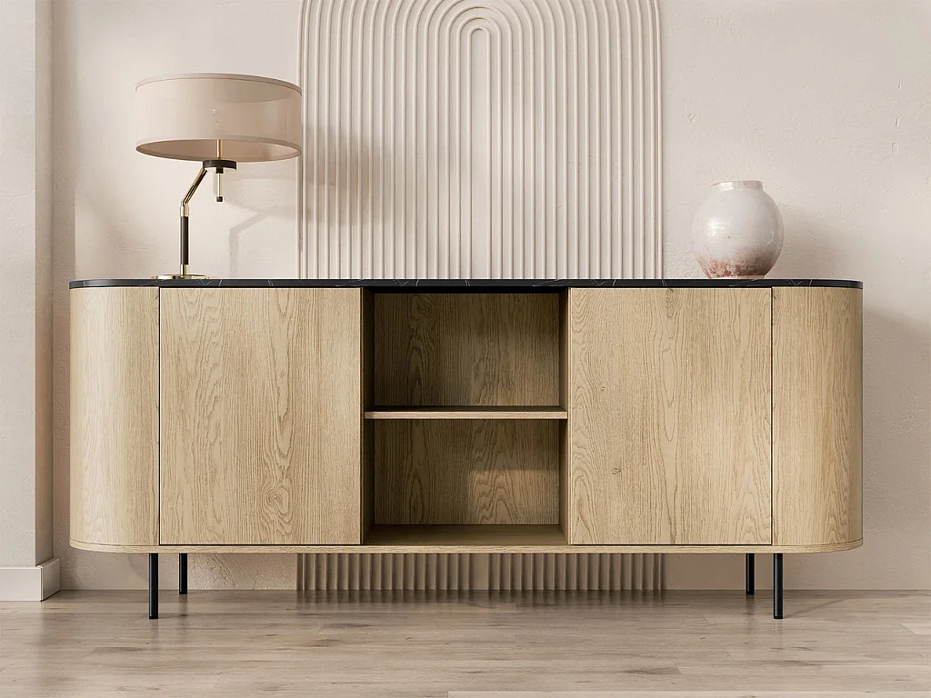 Aparador AMBIHOME DORE 02 - Carvalho Cremona/Preto, C184xP40xA75cm