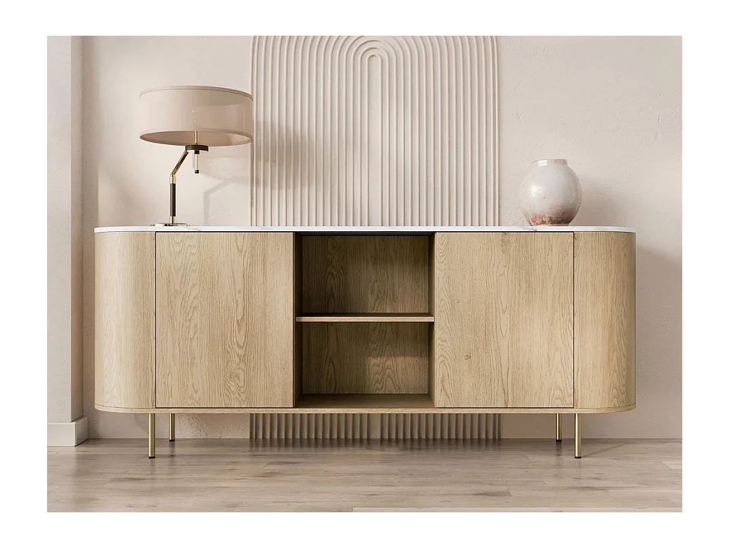 Aparador AMBIHOME DORE 02 - Carvalho Cremona/Branco, C184xP40xA75cm