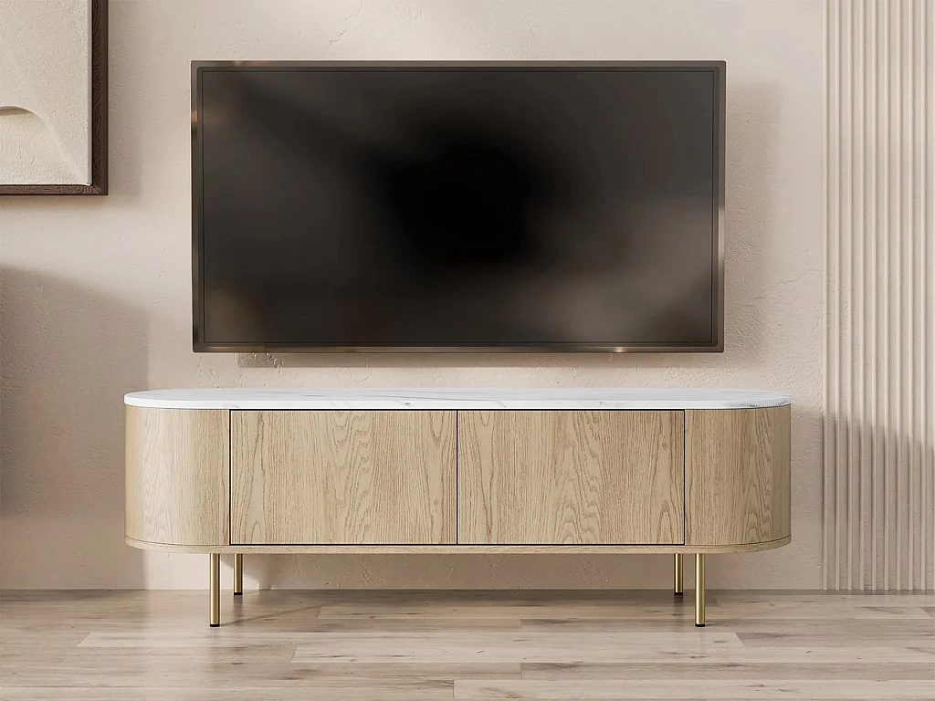 Móvel TV AMBIHOME DORE 01 - Carvalho Cremona/Branco, C139xP45xA40cm
