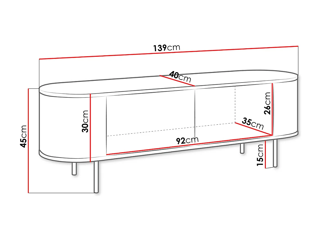 Móvel TV AMBIHOME DORE 01 - Carvalho Cremona/Branco, C139xP45xA40cm