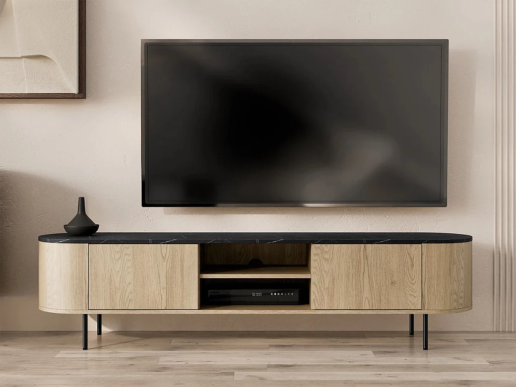 Móvel TV AMBIHOME DORE 02 - Carvalho Cremona/Preto, C184xP45xA40cm