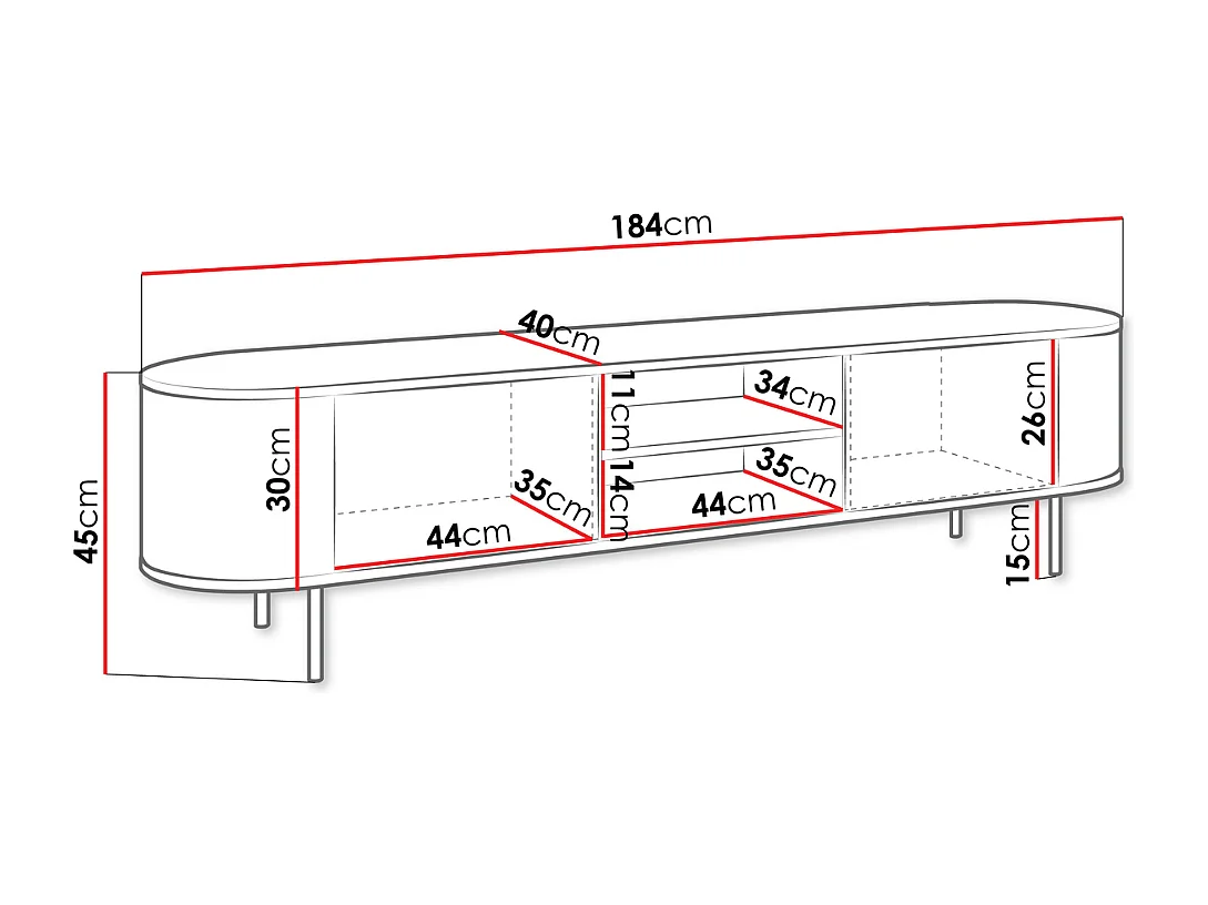 Móvel TV AMBIHOME DORE 02 - Carvalho Cremona/Branco, C184xP45xA40cm