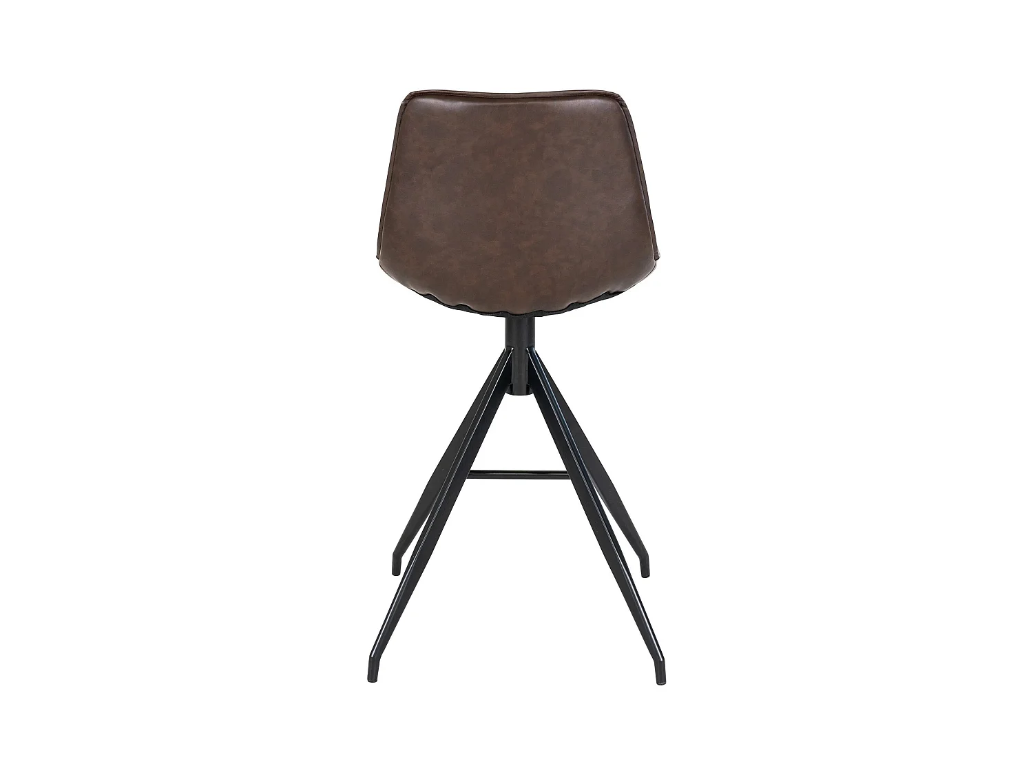 2 chaises de comptoir en cuir synthétique marron avec pieds noirs