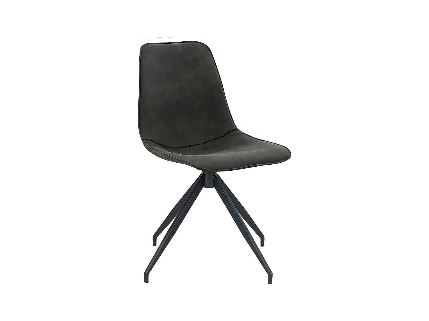 2 chaises de salle à manger en microfibre avec pivot gris et pieds noirs