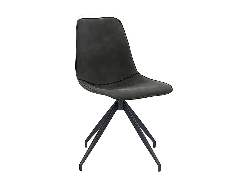 2 chaises de salle à manger en microfibre avec pivot gris et pieds noirs