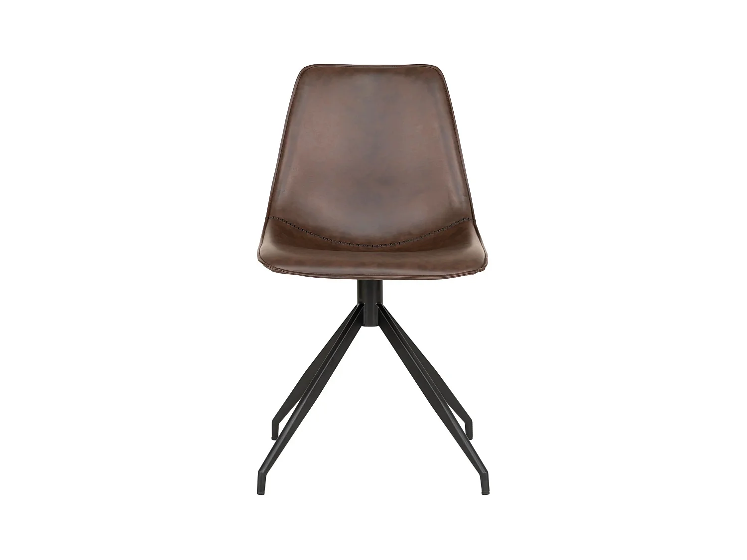 2 chaises de salle à manger en cuir synthétique avec pivot marron foncé et pieds noirs