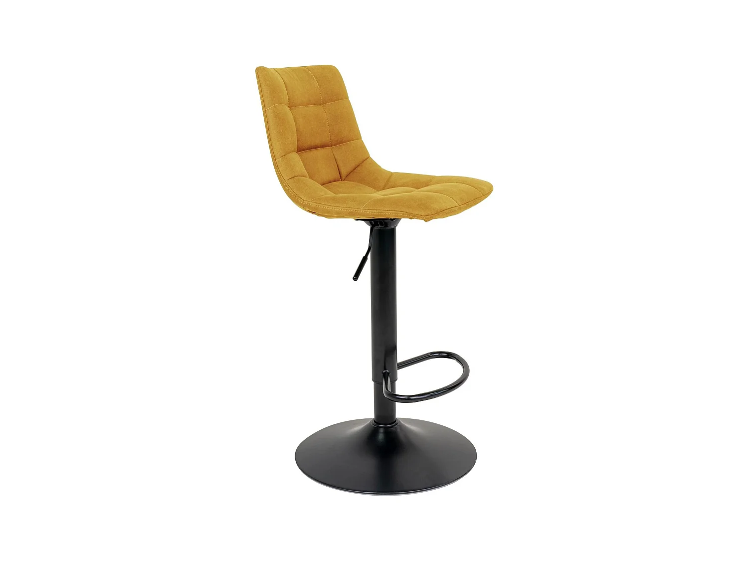 2 chaises de bar en microfibre jaune moutarde avec pieds noirs