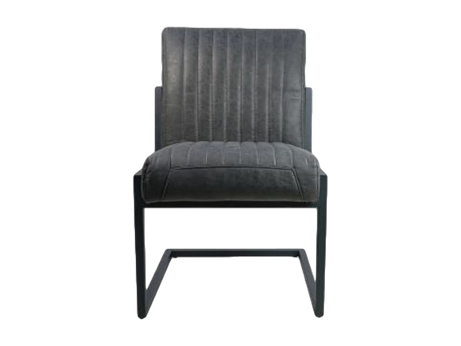 2 Sillas de comedor en piel grafito y metal negro 55 x 50 x 85