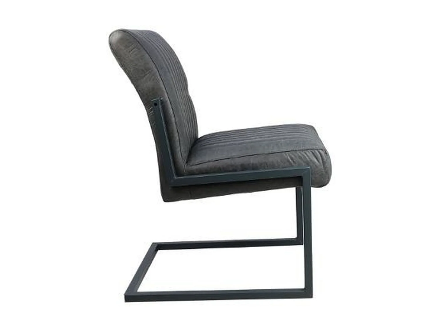 2 Sillas de comedor en piel grafito y metal negro 55 x 50 x 85