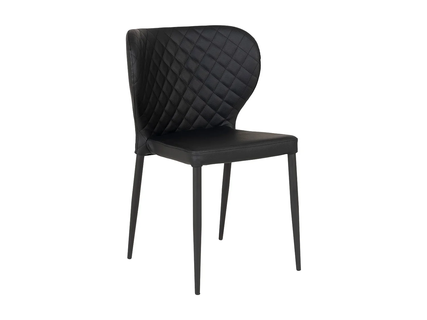 2 chaises de salle à manger large en cuir synthétique noir avec pieds noirs